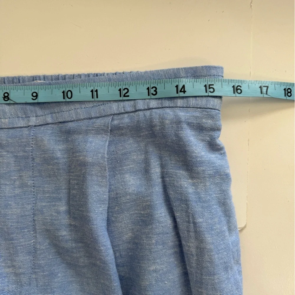 Banana Republic Blue High Rise Wide Leg Linen Blend Pull On Stretch Waist Pants